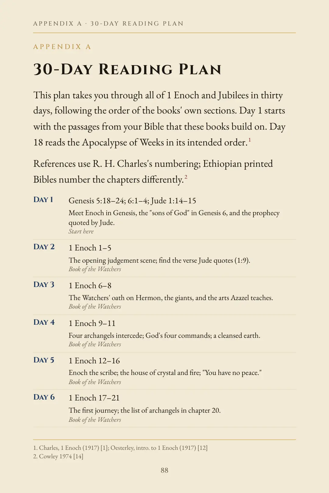 First page of the 30-day reading plan