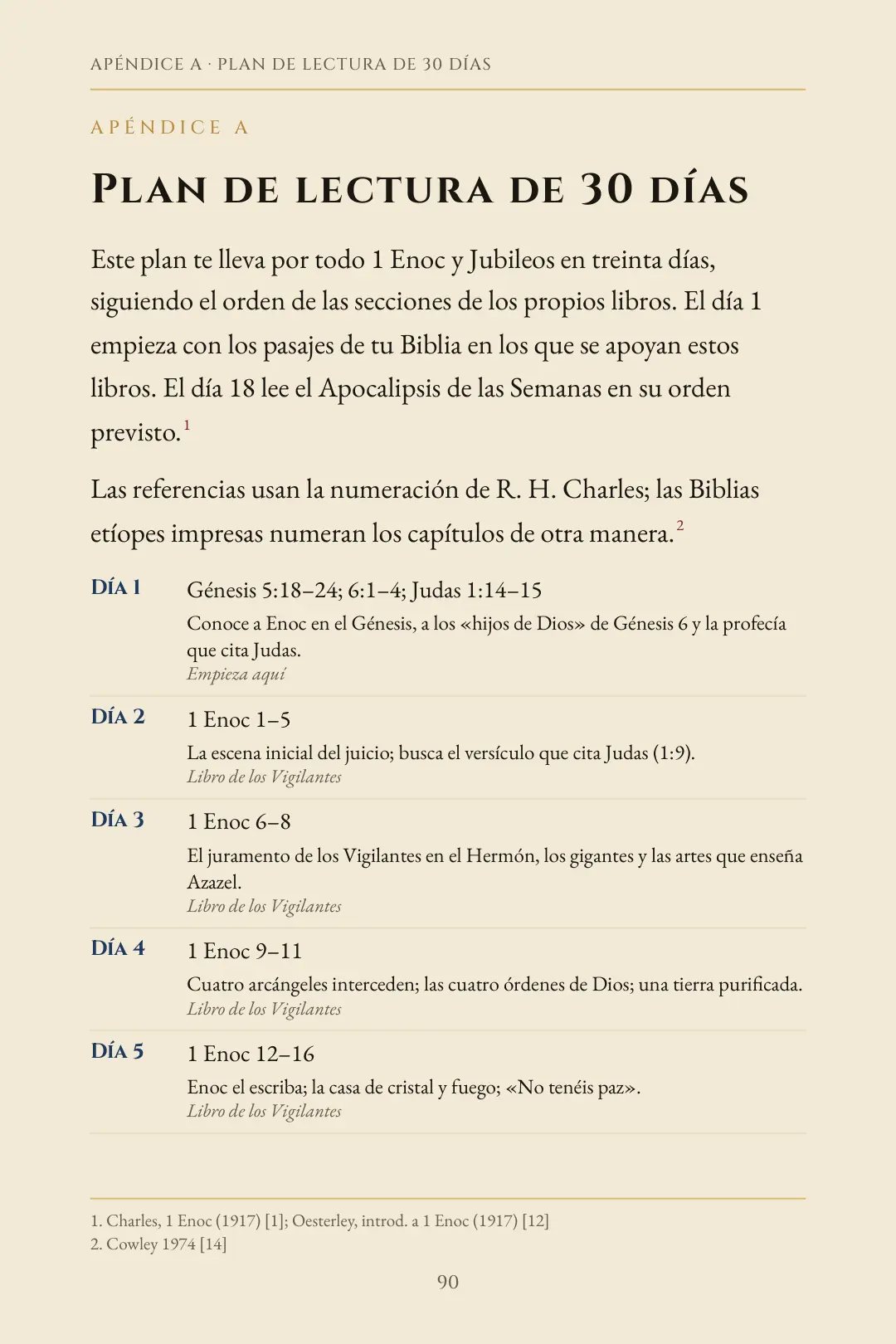 Primera página del plan de lectura de 30 días